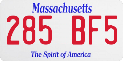 MA license plate 285BF5
