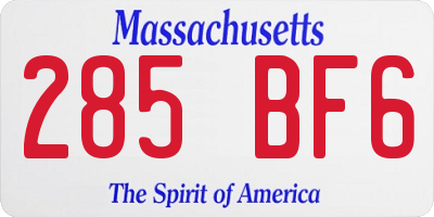 MA license plate 285BF6