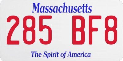 MA license plate 285BF8