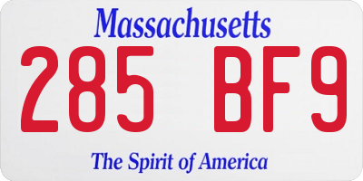 MA license plate 285BF9