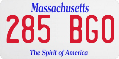 MA license plate 285BG0