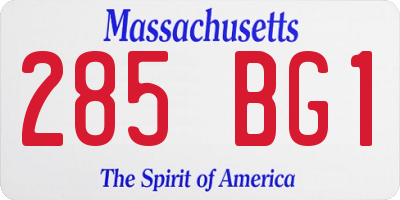 MA license plate 285BG1