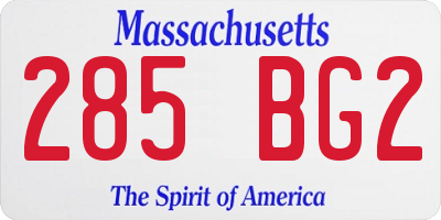 MA license plate 285BG2