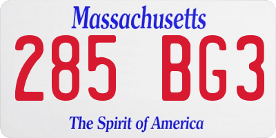 MA license plate 285BG3