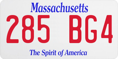 MA license plate 285BG4