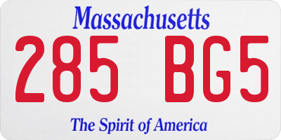 MA license plate 285BG5
