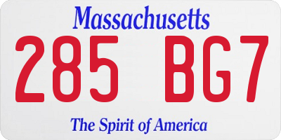 MA license plate 285BG7