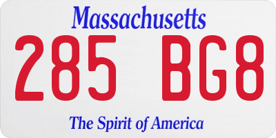MA license plate 285BG8