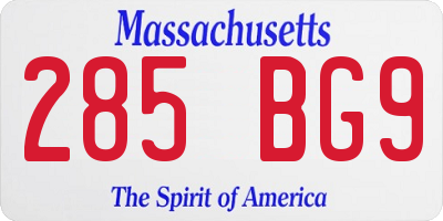 MA license plate 285BG9