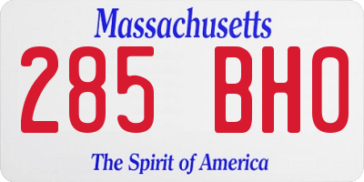 MA license plate 285BH0