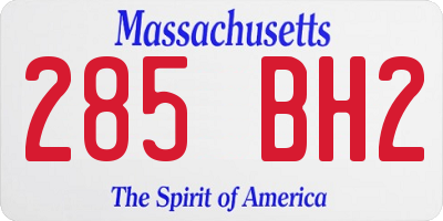 MA license plate 285BH2