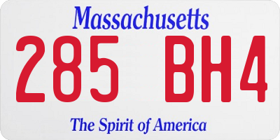 MA license plate 285BH4