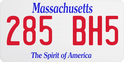 MA license plate 285BH5