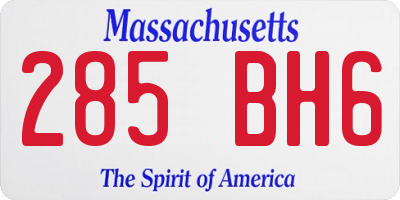 MA license plate 285BH6