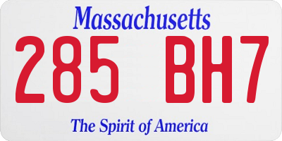 MA license plate 285BH7