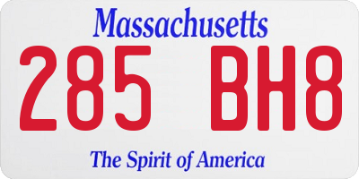 MA license plate 285BH8