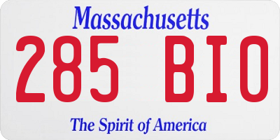MA license plate 285BI0