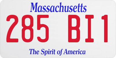 MA license plate 285BI1