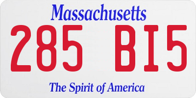 MA license plate 285BI5