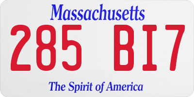 MA license plate 285BI7