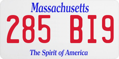 MA license plate 285BI9
