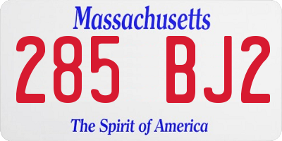 MA license plate 285BJ2