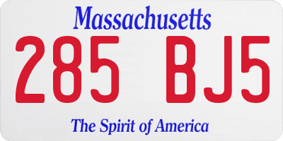 MA license plate 285BJ5