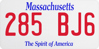 MA license plate 285BJ6