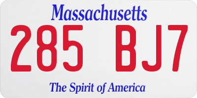 MA license plate 285BJ7