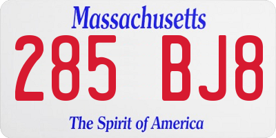 MA license plate 285BJ8