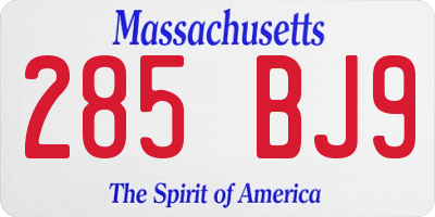 MA license plate 285BJ9