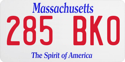 MA license plate 285BK0