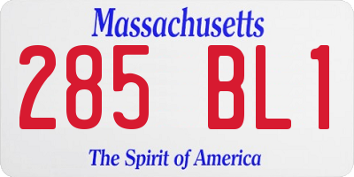 MA license plate 285BL1