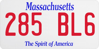 MA license plate 285BL6