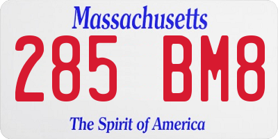 MA license plate 285BM8
