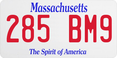 MA license plate 285BM9