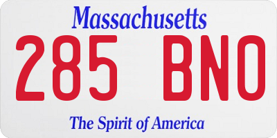 MA license plate 285BN0