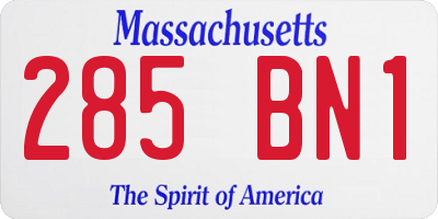 MA license plate 285BN1