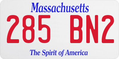 MA license plate 285BN2
