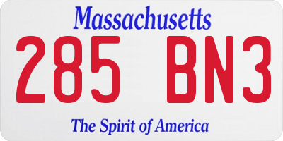 MA license plate 285BN3