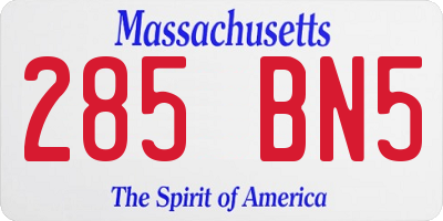 MA license plate 285BN5