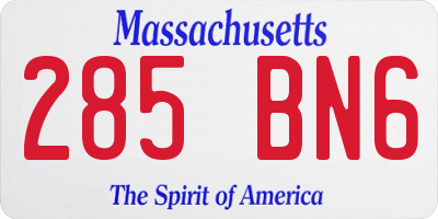 MA license plate 285BN6