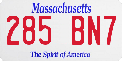 MA license plate 285BN7
