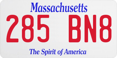 MA license plate 285BN8