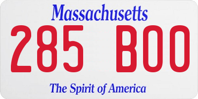 MA license plate 285BO0