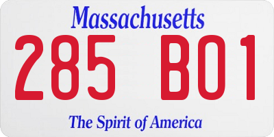 MA license plate 285BO1