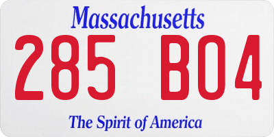 MA license plate 285BO4