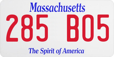 MA license plate 285BO5