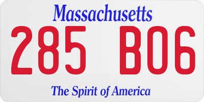 MA license plate 285BO6