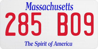 MA license plate 285BO9